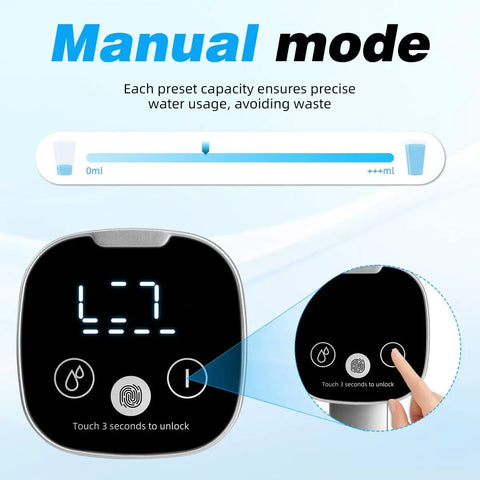 5 Gallon Water Dispenser With Digital Display And USB Powered Pump showcasing manual mode and water dispensing controls
