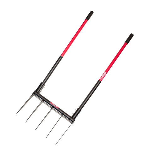 Heavy Duty Broad Fork Garden Tool With 5 Steel Tines For Loosening And Tilling Hard Soil Fiberglass Handle 43 Inch Made In The USA