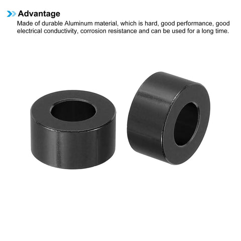 Aluminum Spacer Kit Eight Piece Standoff Spacers 8.2mm ID 16mm OD 8mm Length Compatible With One Third Inch And M8 Bolts Black Anodized