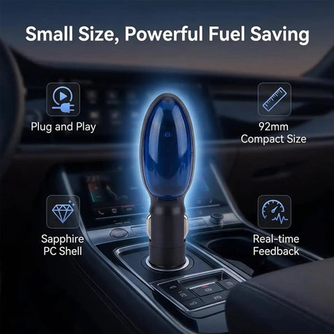 Fuel Sync Gas Saver Device 2026 2 Pack Plug In Auto Fuel Saver for Gasoline, Diesel, Water and Lubricants in-car close-up