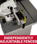 Shop Ready 5 HP Spindle Shaper With 230V Single Phase Motor featuring independently adjustable aluminum fences.