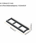 4 Pack Round Pin DIP IC Socket Adapter 48P Two Point Five Four Millimeter Pitch for PCB Boards black plastic metal
