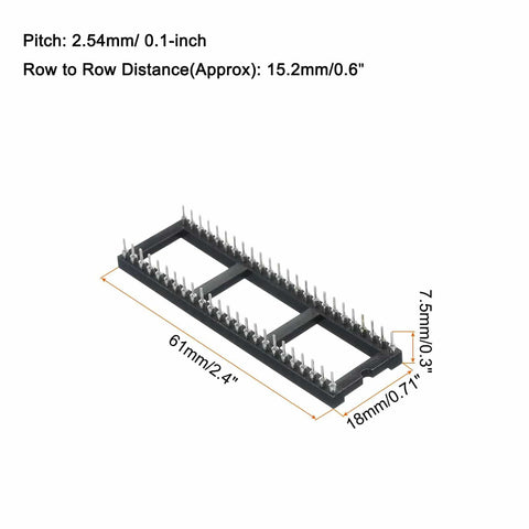 4 Pack Round Pin DIP IC Socket Adapter 48P Two Point Five Four Millimeter Pitch for PCB Boards black plastic metal