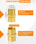 Heavy Duty Knockout Pack 1/4 NPT Coupler Female To Female Hex Pipe Fitting Premium Iron shown with measurements and thread details.