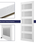 Five Panel Sliding Glass Barn Door Kit With Frosted Glass Waterproof Finish Includes 6 Ft Hardware Easy Pre Drilled Assembly Fits Up To 32 In By 82 In Opening White