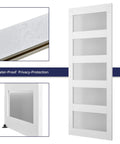 Kick Up Your Home Game With This Slick 32 By 84 Inch Five Panel Sliding Glass Barn Door Full Four Foot Hardware Kit Built Tight Mdf Frosted Privacy Glass Super Smooth Room Divider Nailing Modern Interior Vibes Today close-up of frosted glass and waterproof MDF panel.