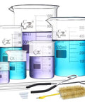 14 Piece Glass Beaker Set With 6 Graduated Beakers 10Ml 50Ml 100Ml 250Ml 500Ml 1000Ml Plus 11 Inch Beaker Tongs 3 Glass Stirring Rods
