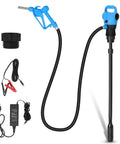 Hassle Free Electric Drum Pump With Telescopic Suction Tube And Swivel Nozzle, complete with accessories for versatile use.