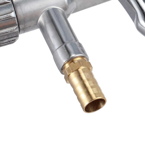Close-up of brass nozzle on Sand Blaster Gun Kit With 4 Ceramic Nozzles And Extra Iron Nozzle Tip Set For Surface Sanding