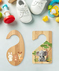 2 Piece Heavy Duty Acrylic Baby Closet Divider Router Template With Curved Hanger Cutting Stencil Clear Woodworking Routing Jig For Nursery Wardrobe Layout with animal designs.