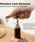Using a Pocket Size Wine Opener Keychain with Stainless Steel Corkscrew for effortless cork removal from wine bottle.