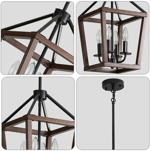 Farmhouse Orb Metal Chandelier 4 Light Vintage Handmade Rustic Wood Pendant Hanging Light Fixture For Kitchen Island Dining Room Living Room Bedroom Foyer Hallway Brings Cozy Vibe And Rustic Charm To Your Space