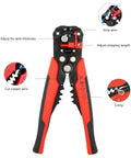 Self Adjusting Wire Stripper And Crimping Tool For 10 To 24 AWG Wires Easy Grip No Fuss Stripping Quick Crimping Durable Black Red Finish