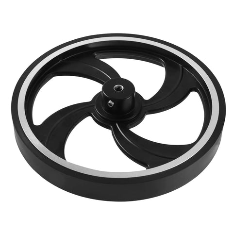 kousoer Encoder Wheel Bore 6mm Aluminum Rubber Measuring Wheel Black Heavy with a sleek black design and silver outline.