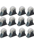 White Plate Caster Wheels PP Nylon 12 Pcs Inch for Furniture, showing 12 smooth-rolling caster wheels with metal brackets.