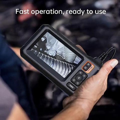 Hand using 1080P HD Endoscope Camera With Light 4.3 Inch LCD Display IP67 Waterproof Snake Borescope for Wall Vents Pipes