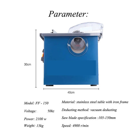 Heavy Duty Portable Table Saw Station With Slick Dustless Operation And 1100 Watt Motor For Worry Free Woodworking and compact design.