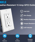 10 Pack Non Tamper Resistant 15 Amp GFCI Outlet With LED Indicator White 125V 1875W Receptacle ETL Certified installed on wall