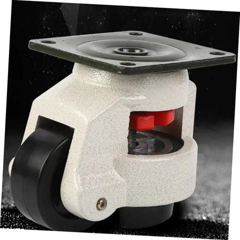 Heavy Duty Leveling Casters 4 Pack Beefy Swivel Transport Wheels GD 80F 500Kg Load Capacity Adjustable Industrial Plate Mount For Workbenches And Equipment Non Slip Durable Easy Screw Adjustment, black wheel close-up