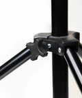 Close-up of Ten Pack 5/16-18 Four-Arm Knobs With 1 Inch Threaded Studs for tool-free secure positioning on a metal stand base.