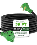 Beefed Up 30 Amp 25 Foot RV Extension Cord With TT30P Male And TT30R Female Connectors, Weather Resistant 10 Gauge 3 Conductor STW Cable, Durable Strain Relief, Safe For Up To 3750 Watts, coiled