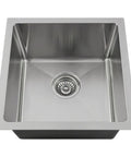 Undermount Stainless Steel Kitchen Sink, 17 Inch, Single Bowl, 0.75 Inch Radius Corners, Heavy-Duty 16 Gauge, 304 Grade shown from above