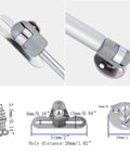 Close-up of 50N Gas Strut Cabinet Lift Support Easy Install 6 Inch, Stainless Steel brackets, mounting dimensions visible.
