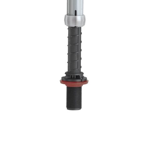 Bottom view of 400A Anti-Siphon Universal Toilet Tank Fill Valve Black, showing threaded connection and seal for leaky toilets.