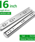 Smooth Stainless Steel Heavy Duty Drawer Slides With Soft Close Extending From 10 To 22 Inches Three Section Cabinet Rails For Kitchen Office And Workshop Easy Gliding Drawer Hardware, 16 inch size