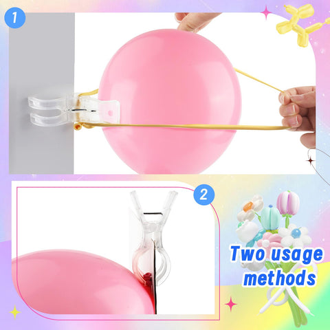 Transparent Balloon Arch Clips Kit For DIY Garlands And Arches image showing clip securing pink balloon for decoration