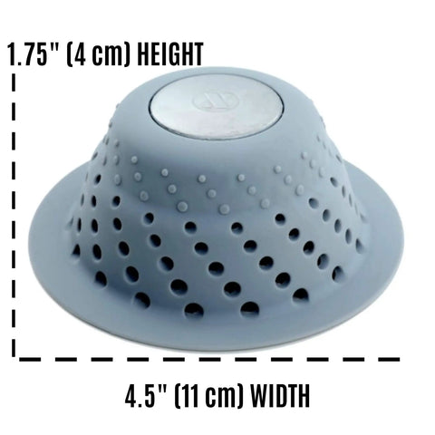 Over Drain Dome Hair Catcher Protector For Shower And Tub Keeps Water Flowing While Trapping Hair No Clog Drama With Silicone And Stainless Steel Design Easy Pop In Fit Durable Gray Drain Cover.