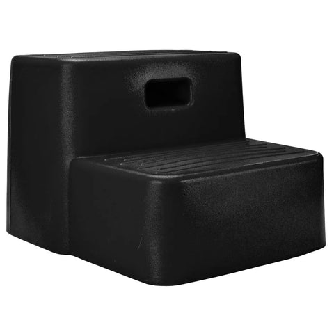 Two Step Mounting Step For Horses With Wide Stable Base Built In Handle Durable Pro Grade Plastic Great For Barns And Training Facilities Portable And Easy To Transport Ideal For Training And Grooming Sessions, black two-step horse mounting stool with handle