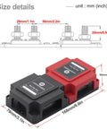 Heavy Duty 400A Power Distribution Block With Rock Solid Tin Plated Copper Bus Bar Featuring Eight M10 3 8 Studs For Straight Forward 12V To 48V DC Wiring Built Like A Tank size details diagram with dimensions