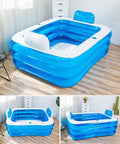 Blue Inflatable Bath Tub With Electric Air Pump Portable Foldable Soaking Spa Tub For Indoor Or Outdoor Use 160 By 120 By 60 Cm