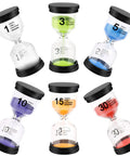 Colorful Sand Timer Set With Six Time Options 1 3 5 10 15 30 Minutes For Classroom Home Office Kitchen Protective Cover Multicolor