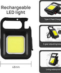 All In One Bike Repair Kit With Pump And LED Light showing rechargeable LED light details with dimensions and tripod mount.