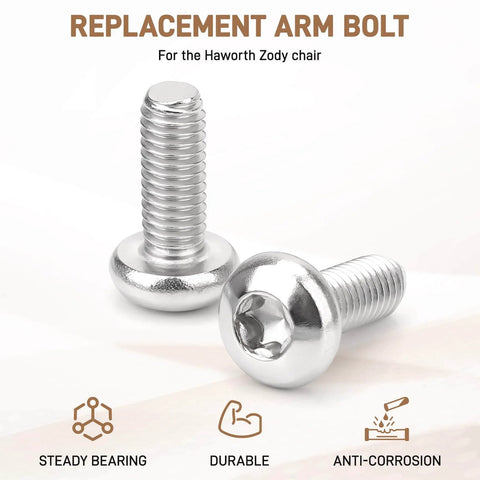Armrest Screws For Zody Office Chair Replacement Hardware M6 16mm Size Pair Durable Alloy Steel Grade 12.9 for damaged armrests