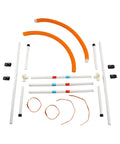 Components of Adjustable Dog Agility Hoop Jump Set with 22 Inch Circle Hoop and Height Adjustable Frame for Backyard Training