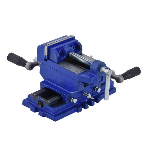 Heavy Duty 4 Inch Cast Iron Bench Vise With Precision Flat Tongs And Two-Way Movement Platform For Serious DIY Folks And Pro Shop Grind That Never Fails, blue color.