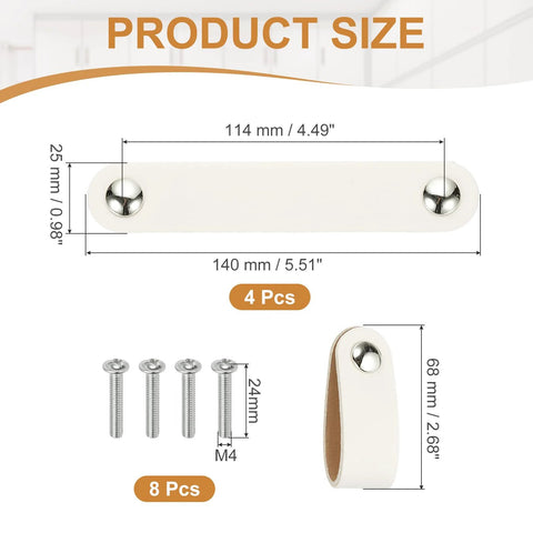 Leather Drawer Pulls 4 Pack White Microfiber Leather Dresser Knobs With Double Hole Mounting And Included Screws Diagram