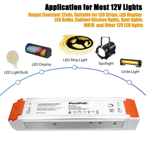 120 Watt 12V Dimmable LED Driver Power Supply 110V To 12V DC Transformer For 12V LED Strip Lighting with light applications