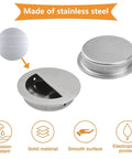 Close-up of Hidden Concealed Recessed Sliding Door Pull Handles Pack Of 2 In Brushed Stainless Steel Round Flush Door Knob with features.