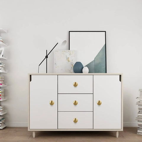 Modern dresser with Brass Cabinet Knobs Set 30 Pack 1 Inch Gold Drawer Pulls For Dresser Kitchen Cabinets With Durable Zinc Alloy Construction