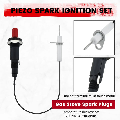 Propane Piezo Spark Ignition Kit With Push Button Igniter And Threaded Ceramic Electrode Plug And Play Spark Module components