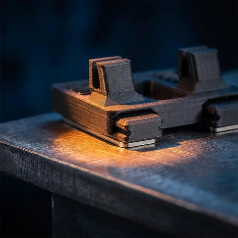 Close-up of 2 Pcs Hands Free Electric Wire Welding Fixture Portable Soldering Jig Tool on metal surface lighting detail.