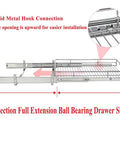 Top Notch Heavy Duty Pull Out Cabinet Organizer One Tier Smooth Glide Chrome Wire Drawer Shelf showing solid metal hook connection.