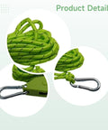 Reflective Green Rope Ratchet Tie Downs Four Pack With Metal Hooks And Pulley Tightener, close-up of hooks and rope detail