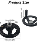 Polyamide Machine Tool Hand Wheel With Anti Slip Face For Oil Rich Or Humid Environments, shown with size dimensions