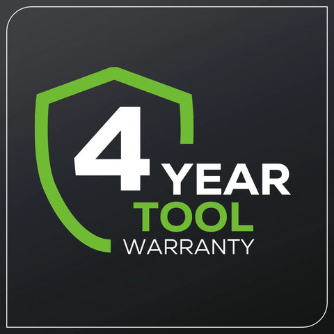 4-year tool warranty for All-Terrain Brushless Edger With 8 Inch Steel Blade And 2.25 Inch Pro Depth, Tool-Free Depth Adjustment