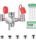 Faucet Mounted Eyewash Kit Emergency Eyewash Station With Adjustable Aerated Flow And ANSI Standard Compliance Built For Tough Jobs In Industrial Labs And Small Offices Includes 5X Common Sink Adapter, showing 2-in-1 faucet eyewash with adapters